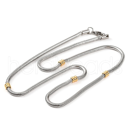 304 Stainless Steel Round Snake Chain Necklaces for Women NJEW-G140-13GP-1
