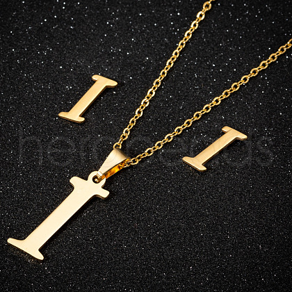 201 Stainless Steel Pendant Necklaces & Stud Earrings Sets WG00841-10-1