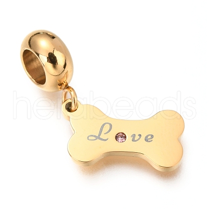 Ion Plating(IP) 304 Stainless Steel European Dangle Charms STAS-O097-19G-A-1