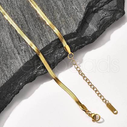 3mm Stainless Steel Flat Snake Chain Necklaces for Men Women NJEW-G160-03G-1