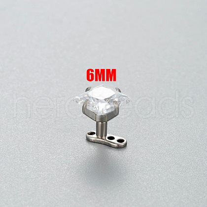 Stainless Steel Cubic Zirconia Square Dermal Anchor Base/Top for Women Men WG87C2F-02-1