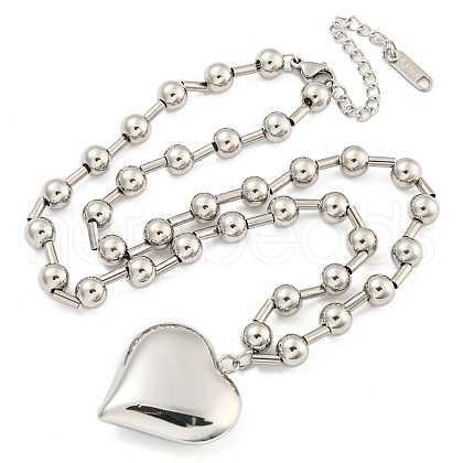 Non-Tarnish 304 Stainless Steel Heart Pendant Necklaces for Women NJEW-Z040-03P-1