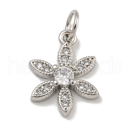 Rack Plating Brass Micro Pave Clear Cubic Zirconia Charms KK-U030-19P-1