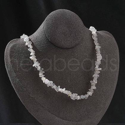 Natural Moonstone Chip Beaded Necklaces for Men Women NJEW-G159-01J-1