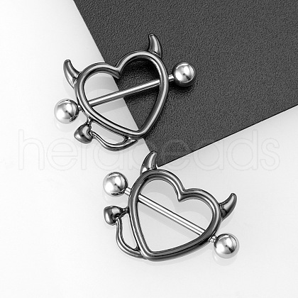 316L Stainless Steel Evil Heart Nipple Rings WG1C5FF-01-1