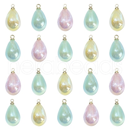 40Pcs 4 Colors Rainbow Iridescent Plating Acrylic Pendants MACR-CJ0001-59-1