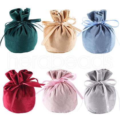 Beebeecraft 6Pcs 6 Colors Velvet Drawstring Pouches ABAG-BBC0001-20-1