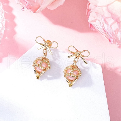 Brass Diamond Dangle Stud Earrings EJEW-MZ00465-02-1