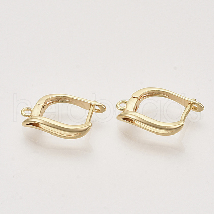 Brass Hoop Earring Findings with Latch Back Closure KK-T048-031G-NF-1