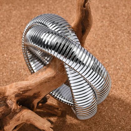 304 Stainless Steel Stretch Bracelets BJEW-A031-01C-P-1