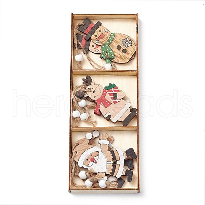 Christmas Wood Pendant Decorations HJEW-K038-01A-1