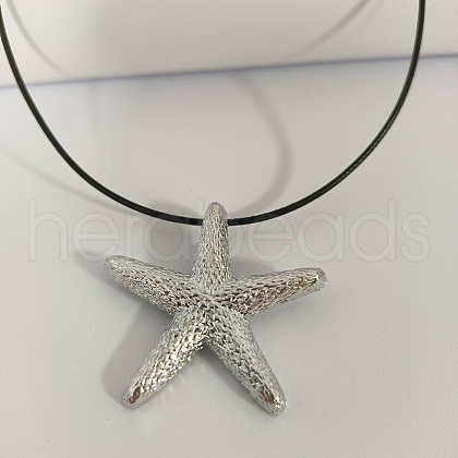 Metallic Ocean Series Brass Starfish Pendant Long Necklaces CS0607-2-1