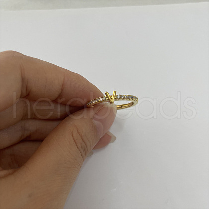 Brass Micro Pave Clear Cubic Zirconia Finger Rings FS-WGE303B-08-1