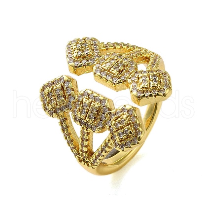 Brass with Cubic Zirconia Rings RJEW-B057-04G-04-1