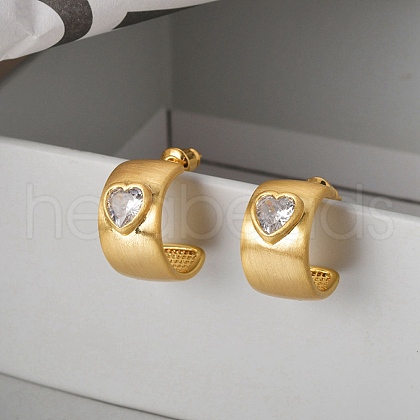 Brass Drawbench Stud Earrings EJEW-L288-008G-1