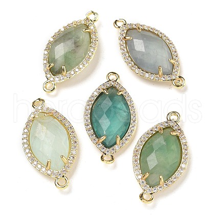 Natural Green Fluorite Faceted Horse Eye Connector Charms G-G181-07G-06-1
