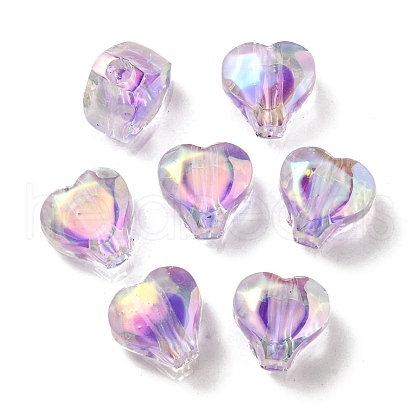 UV Plating Rainbow Iridescent Acrylic Beads OACR-F004-05F-1