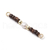 Rice Natural Cultured Freshwater Pearl & Synthetic Non-magnetic Hematite & Natural Coconut Rondelle Beaded Connector Charms PALLOY-JF03565-4