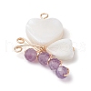 Natural Gemstone Beads with Natural Freshwater Shell Beads and Eco-Friendly Copper Wire Pendants PALLOY-TA00234-4