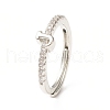 Clear Cubic Zirconia Initial Letter Adjustable Ring RJEW-C052-01P-J-1
