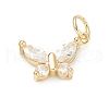 Brass Clear Cubic Zirconia Charms ZIRC-B010-36G-1