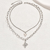 Gothic Style Zinc Alloy Snake Heart Pendant Double Layer Necklace Unisex Party Jewelry UY0125-3