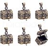 HOBBIESAY Brass Prayer Box Pendants KK-HY0001-24-1
