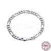 Rhodium Plated 925 Sterling Silver Figaro Chain Bracelets BJEW-I314-005B-P-2
