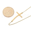 Ion Plating(IP) 304 Stainless Steel Religion Curved Cross Pendant Cable Chain Necklaces for Women NJEW-P320-13G-5