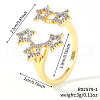 Elegant Hollow Star Brass Micro Pave Cubic Zirconia Cuff Rings for Women SM3654-1-3