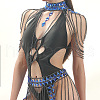 Royal Blue Rhombus Acrylic Alloy Layered Tassel Sexy Suit Body Chains for Bikini FS-WG04712-01-2