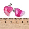 Dyed Natural Banded Agate Heart Pendant Necklaces NJEW-G166-01A-4