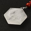 Natural Quartz Crystal Hexagon Pendant Keychain G-Z033-02B-P-2