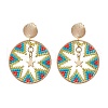 Glass Seed Bead Flat Round Dangle Stud Earrings for Women EJEW-MZ00267-1