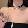 Gothic Zinc Alloy Tube Black Velvet Double Layer Choker Necklaces for Women FS-WG6A964-01-4