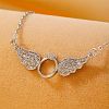 Elegant Brass Micro Pave Clear Cubic Zirconia Ring with Wings Pendant Necklaces for Women QW9057-2