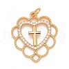 Rack Plating Brass Micro Pave Clear Cubic Zirconia Pendants KK-M229-15G-1