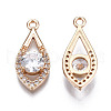 Brass Micro Pave Clear Cubic Zirconia Pendants KK-S359-097-RS-3