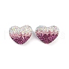 Gradient Color Heart Shaped Polymer Clay Rhinestone Beads CLAY-NH0002-03F-1