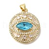 Brass Micro Pave Cubic Zirconia Pendants KK-K389-041G-1