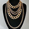 Punk Alloy & Aluminum Cuban Link Chain Multi Layered Necklaces for Women FS-WG4574A-01-1