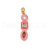 304 Stainless Steel Pave Cubic Zirconia Enamel Pendants STAS-D305-03G-1