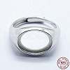 Anti-Tarnish Rhodium Plated 925 Sterling Silver Finger Ring Components STER-G027-11P-4