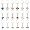 Flat Round with Tree of Life Tibetan Style Alloy & Gemstone Chip Keychians KEYC-AR00001-1