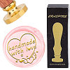 Brass Wax Seal Stamp with Wood Handle AJEW-WH0412-0261-1
