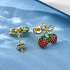 Brass Enamel Stud Earrings EJEW-D322-06G-01-3