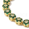 Rack Plating Brass Pave Cubic Zirconia Flower Link Necklaces for Women NJEW-B108-01G-05-2