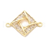 Brass Clear Cubic Zirconia Connector Charms KK-B134-28G-2