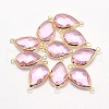Golden Tone Brass Glass Teardrop Links connectors GLAA-J010A-HF01-G-1