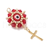 Glass Seed Beaded Evil Eye Pendants PALLOY-MZ00628-01-3